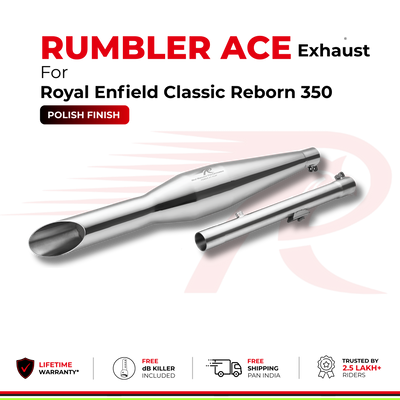 Rumbler Ace Exhaust for Royal Enfield Classic Reborn 350 - Polish Finish