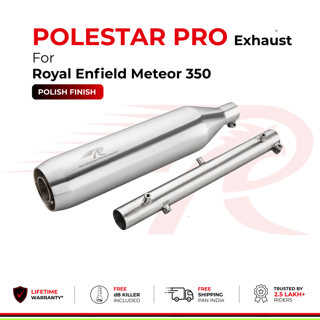 Polestar Pro Exhaust for Royal Enfield Meteor 350 - Polish Finish