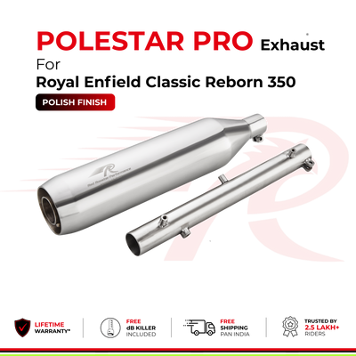 Polestar Pro Exhaust for Royal Enfield Classic Reborn 350 - Polish Finish