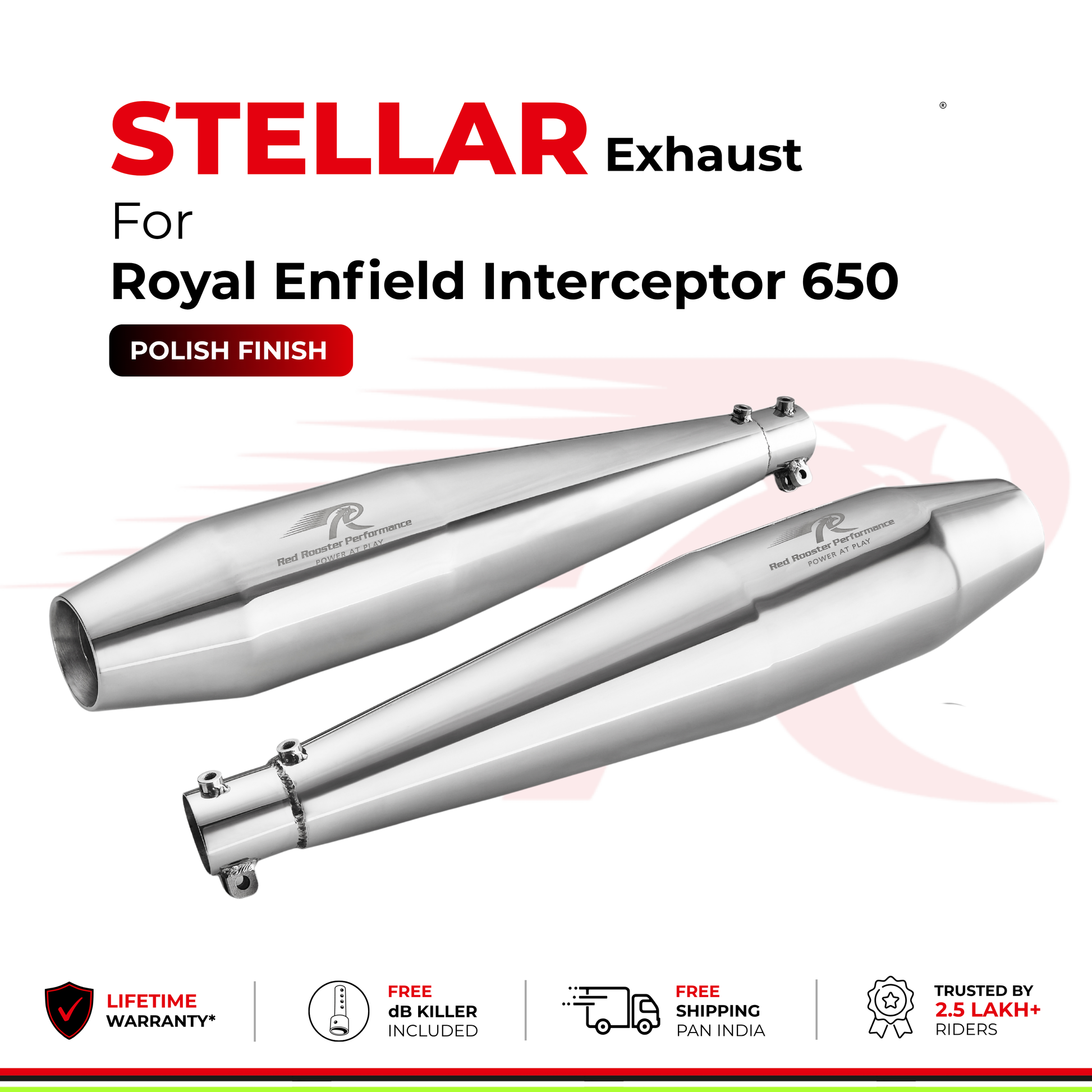 Stellar Exhaust for Royal Enfield Interceptor 650 - Polish Finish