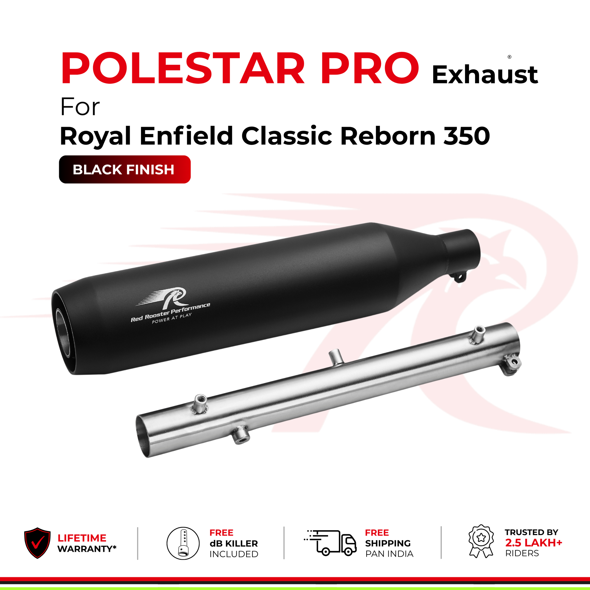 Polestar Pro Exhaust for Royal Enfield Classic Reborn 350 - Black Finish