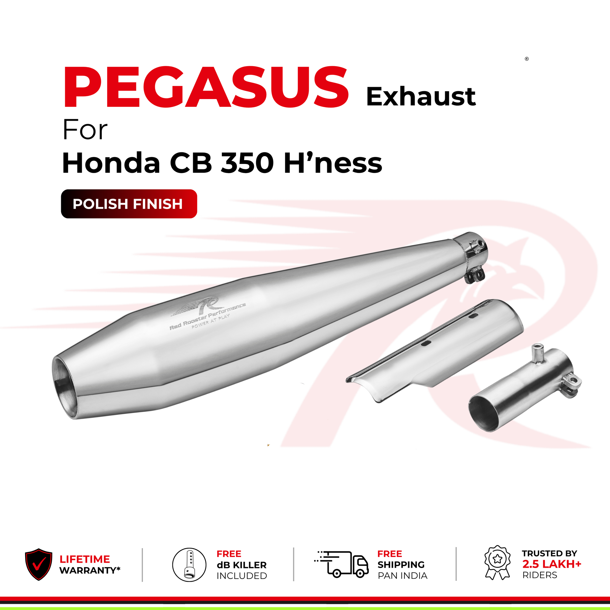 Pegasus Exhaust for Honda CB 350 H'ness- Polish