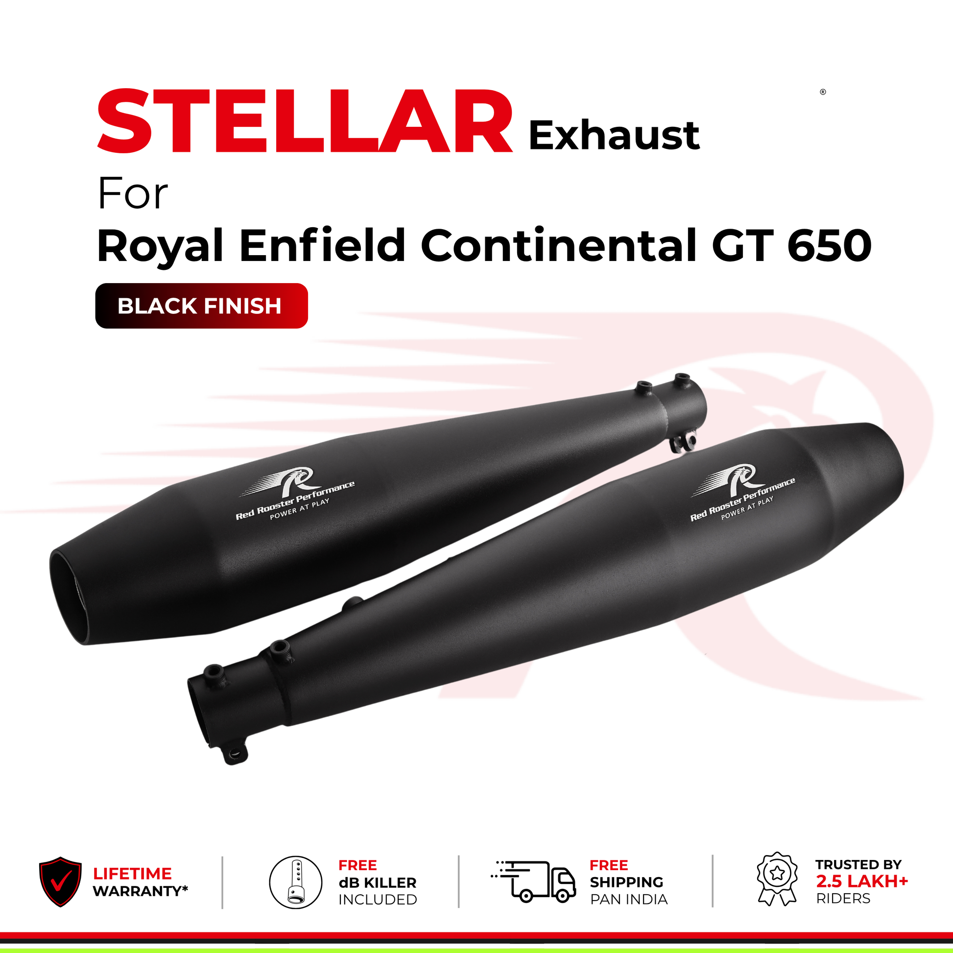Stellar Exhaust for Royal Enfield Continental GT 650 - Black Finish