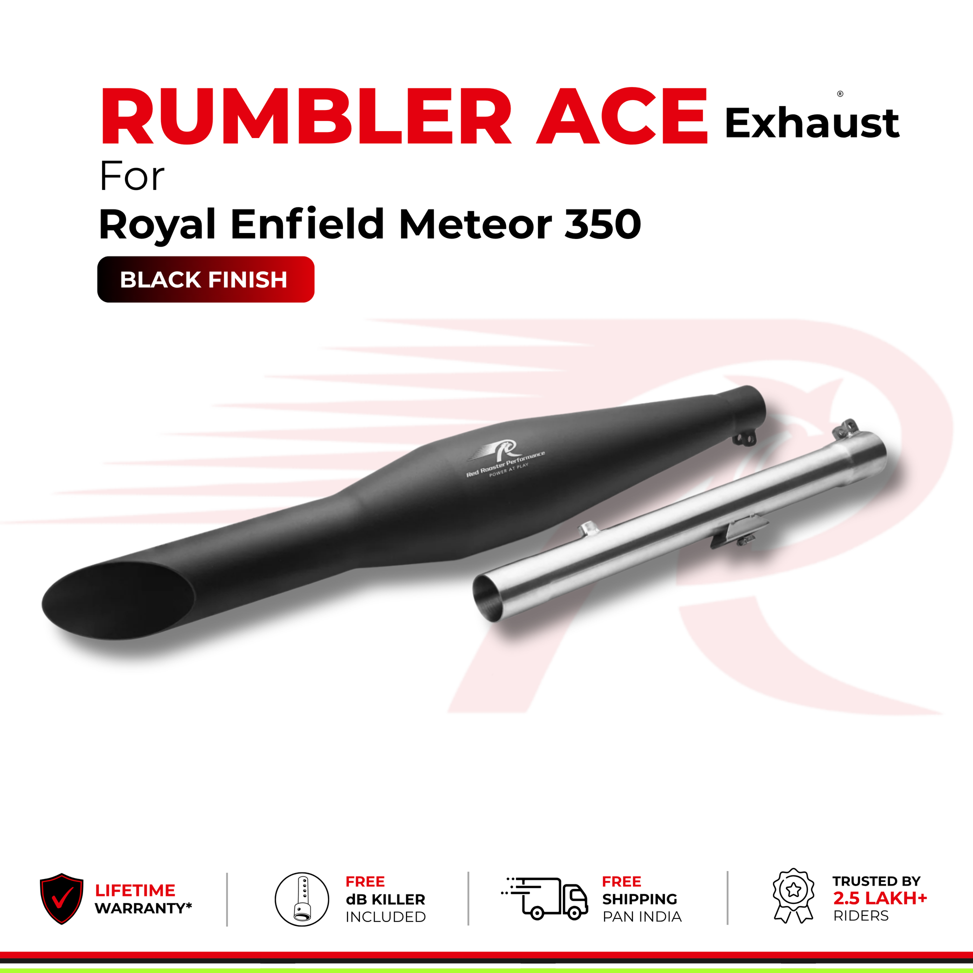 Rumbler Ace Exhaust for Royal Enfield Meteor 350 - Black Finish