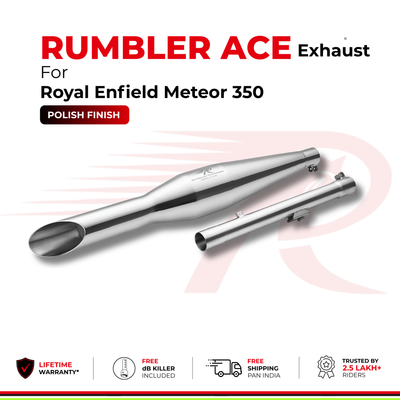 Rumbler Ace Exhaust for Royal Enfield Meteor 350 - Polish Finish