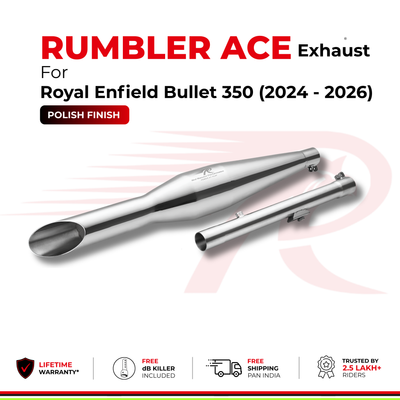 Rumbler Ace Exhaust for Royal Enfield Bullet 350 (2024–2026) - Polish Finish