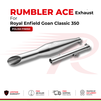 Rumbler Ace Exhaust for Royal Enfield Goan Classic 350 - Polish Finish
