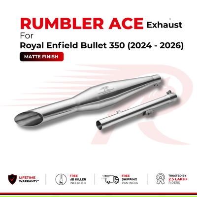 Rumbler Ace Exhaust for Royal Enfield Bullet 350 (2024–2026) - Matte Finish