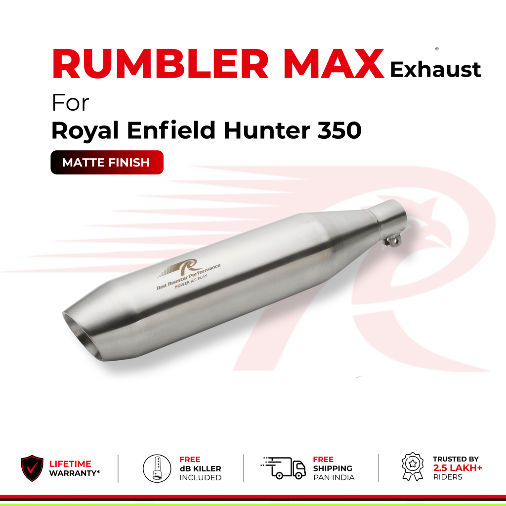 Rumbler Max Exhaust for Royal Enfield Hunter 350 - Matte Finish