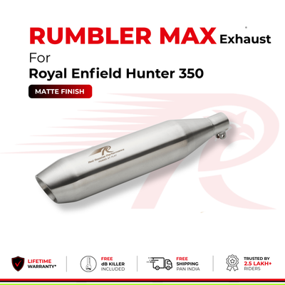 Rumbler Max Exhaust for Royal Enfield Hunter 350 - Matte Finish