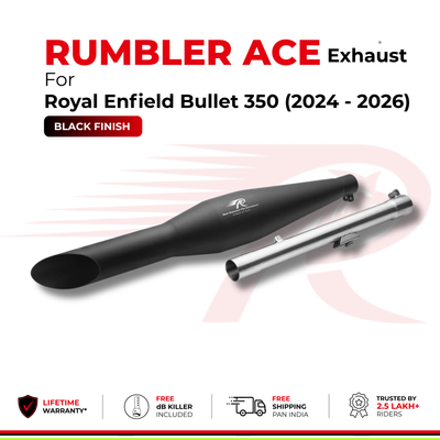 Rumbler Ace Exhaust for Royal Enfield Bullet 350 (2024–2026) - Black Finish