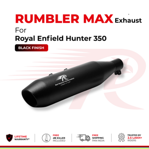 Rumbler Max Exhaust for Royal Enfield Hunter 350 - Black Finish