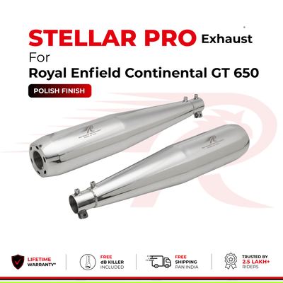Stellar Pro Exhaust for Royal Enfield Continental GT 650 - Polish Finish