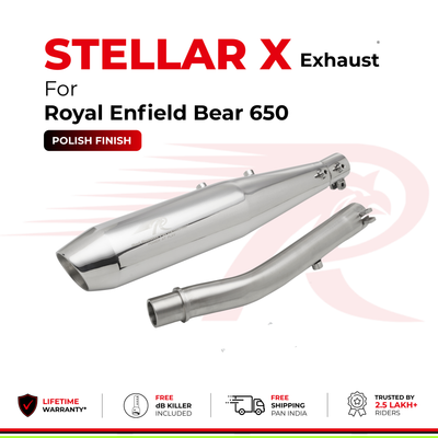Stellar X Exhaust for Royal Enfield Bear 650 - Polish Finish