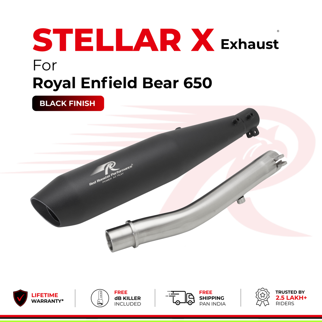 Stellar X Exhaust for Royal Enfield Bear 650 - Black Finish