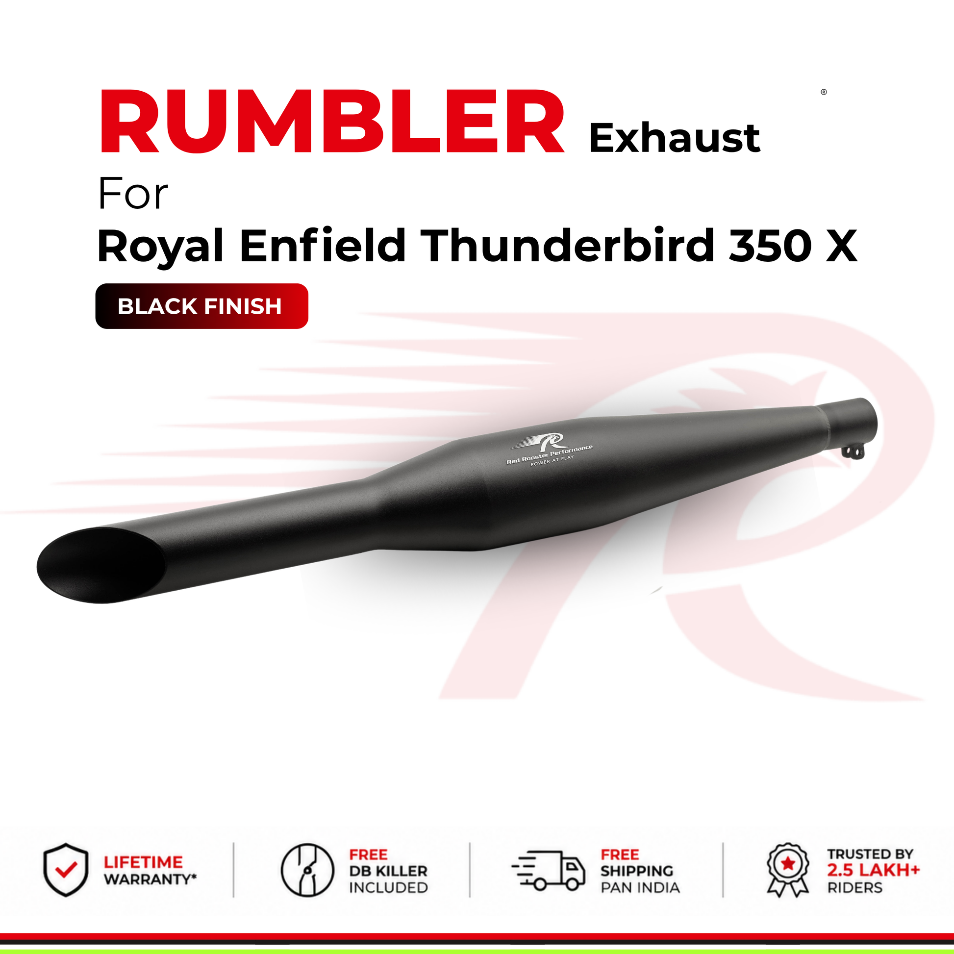 Rumbler Exhaust for Thunderbird 350X - Black Finish