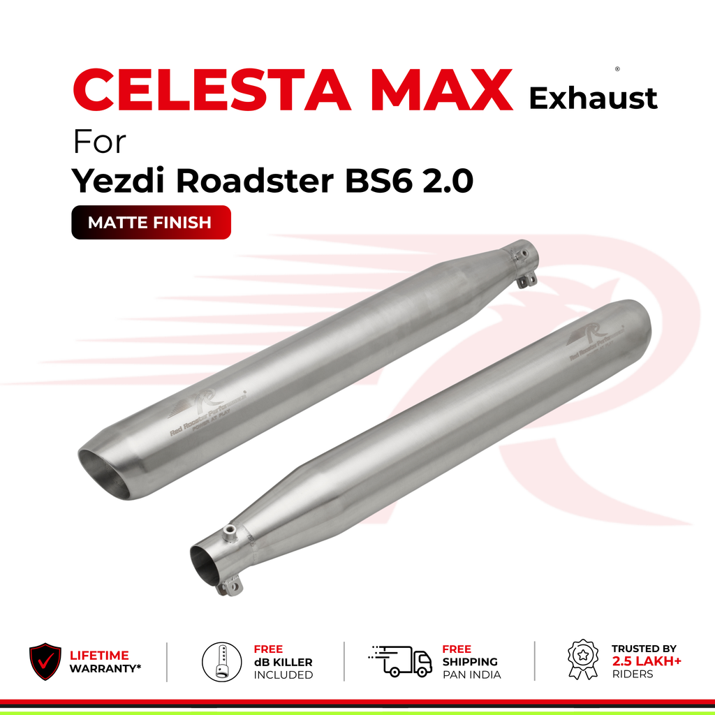 Celesta Max Exhaust for Yezdi Roadster Bs6 2.0 - Matte Finish