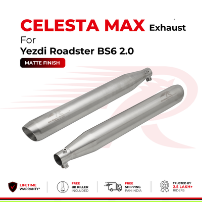 Celesta Max Exhaust for Yezdi Roadster Bs6 2.0 - Matte Finish