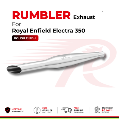 Rumbler Exhaust for Royal Enfield Electra 350 - Polish Finish