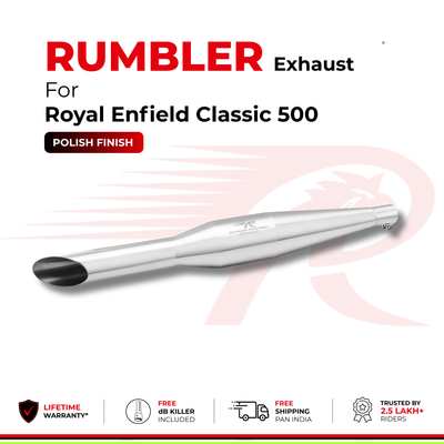 Rumbler Exhaust for Royal Enfield Classic 500  (2010 - 2026) - Polish Finish