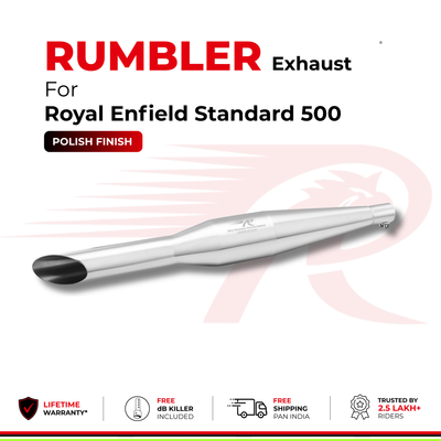 Rumbler Exhaust for Royal Enfield Standard 500  (2010 - 2026) - Polish Finish