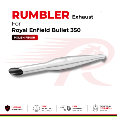 Rumbler Exhaust for Royal Enfield Bullet 350 (2010 - 2023) - Polish Finish