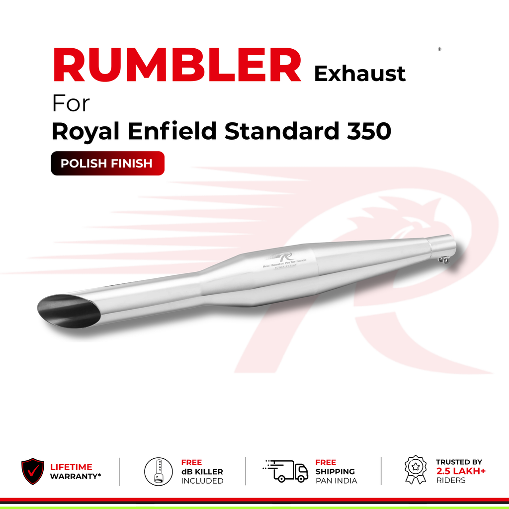 Rumbler Exhaust for Royal Enfield Standard 350  (2010 - 2026) - Polish Finish