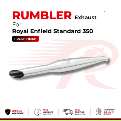 Rumbler Exhaust for Royal Enfield Standard 350  (2010 - 2026) - Polish Finish