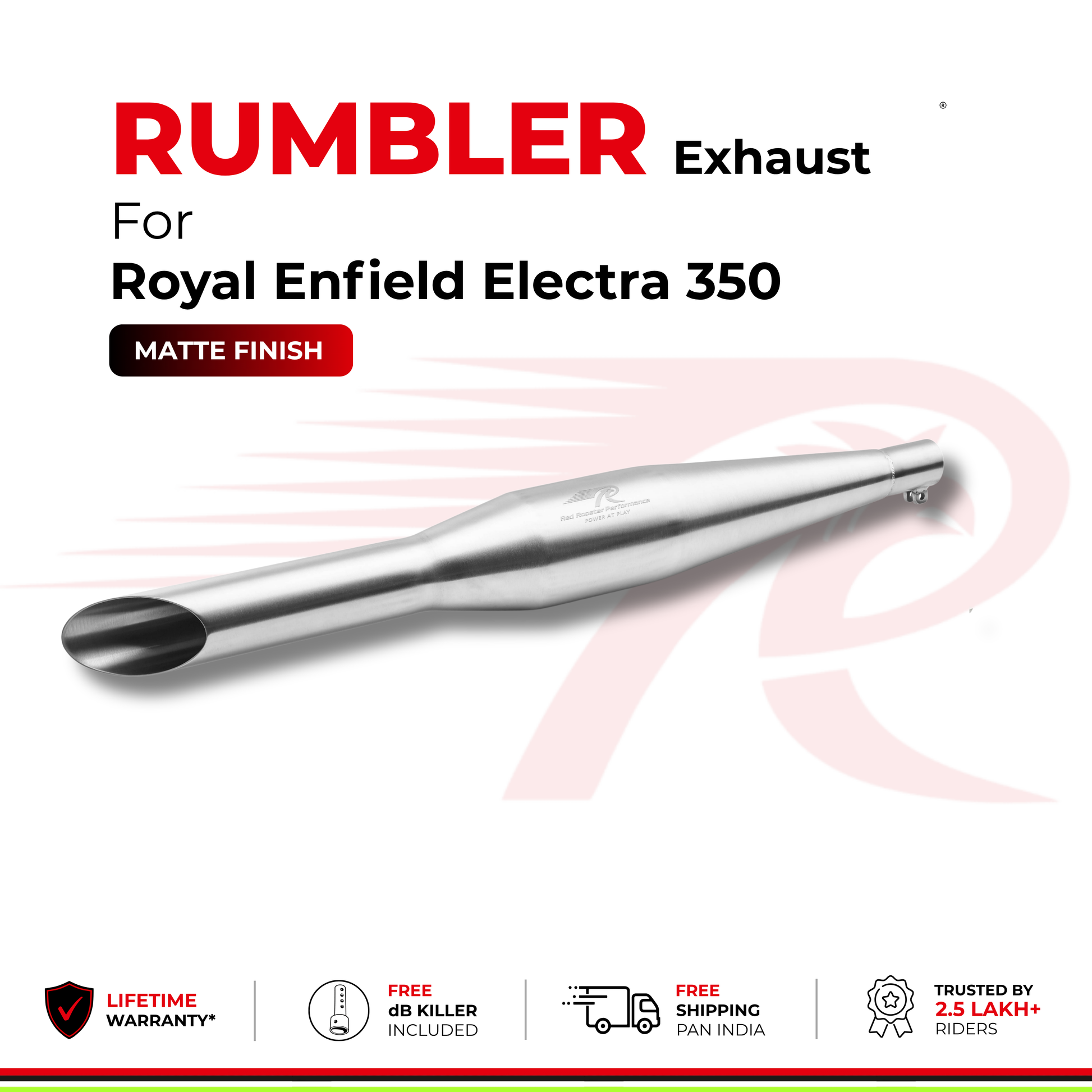 Rumbler Exhaust for Royal Enfield Electra 350 - Matte Finish