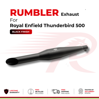 Rumbler Exhaust for Royal Enfield Thunderbird 500 (2010 - 2026) - Black Finish