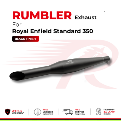 Rumbler Exhaust for Royal Enfield Standard 350 (2010 - 2026) - Black Finish