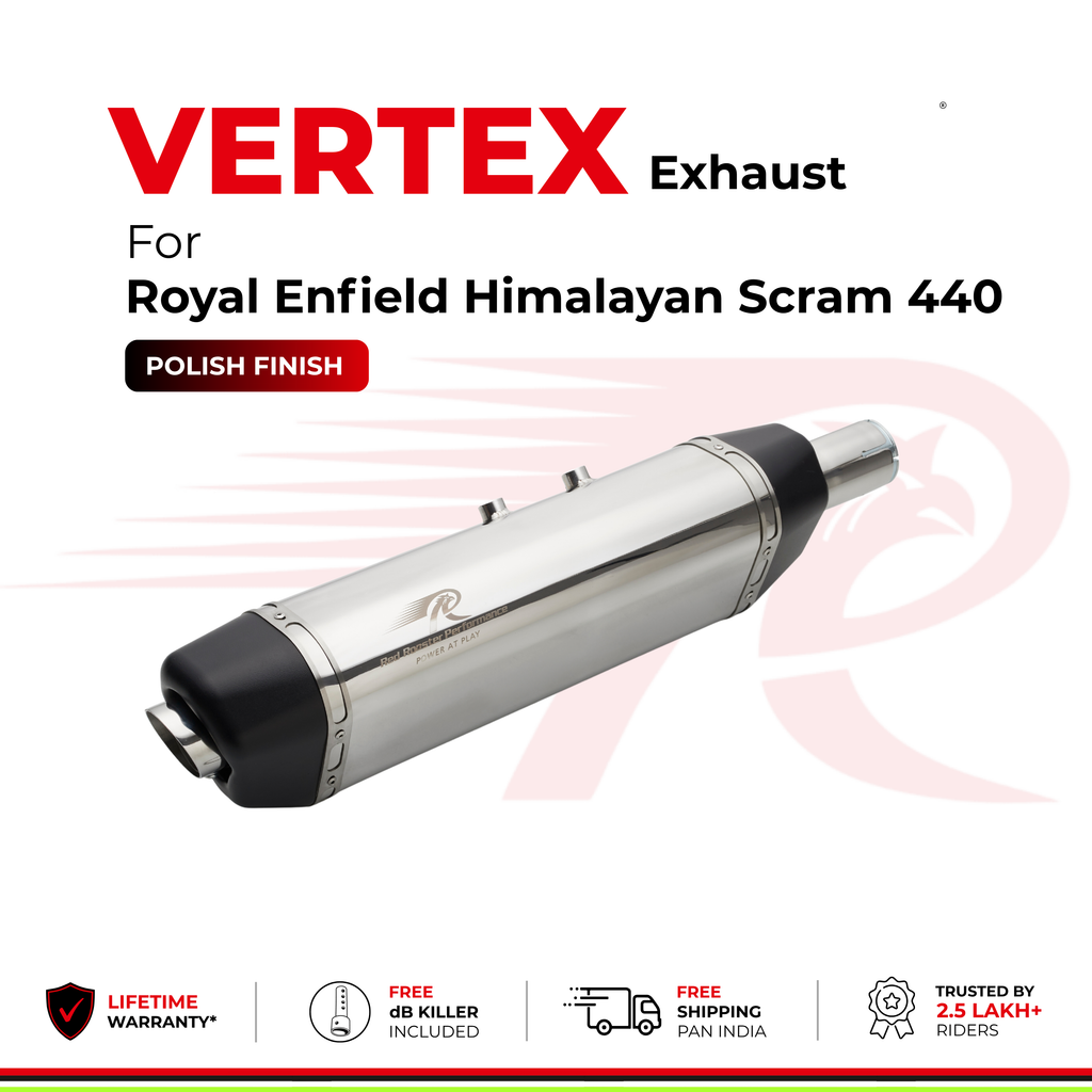 Vertex Exhaust for Royal Enfield Scram 440 - Polish Exhaust