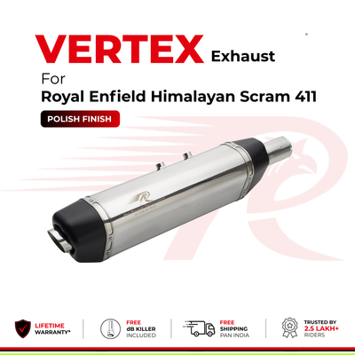 Vertex Exhaust for Royal Enfield Scram 411 - Polish Finish