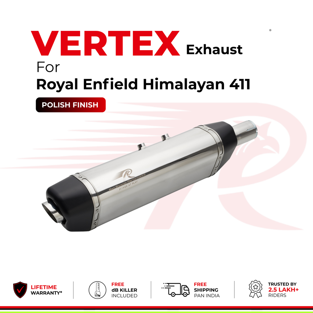 Vertex Exhaust for Royal Enfield Himalayan 411 - Polish Finish