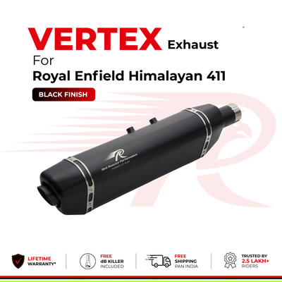 Vertex Exhaust for Royal Enfield Himalayan 411 - Black Finish