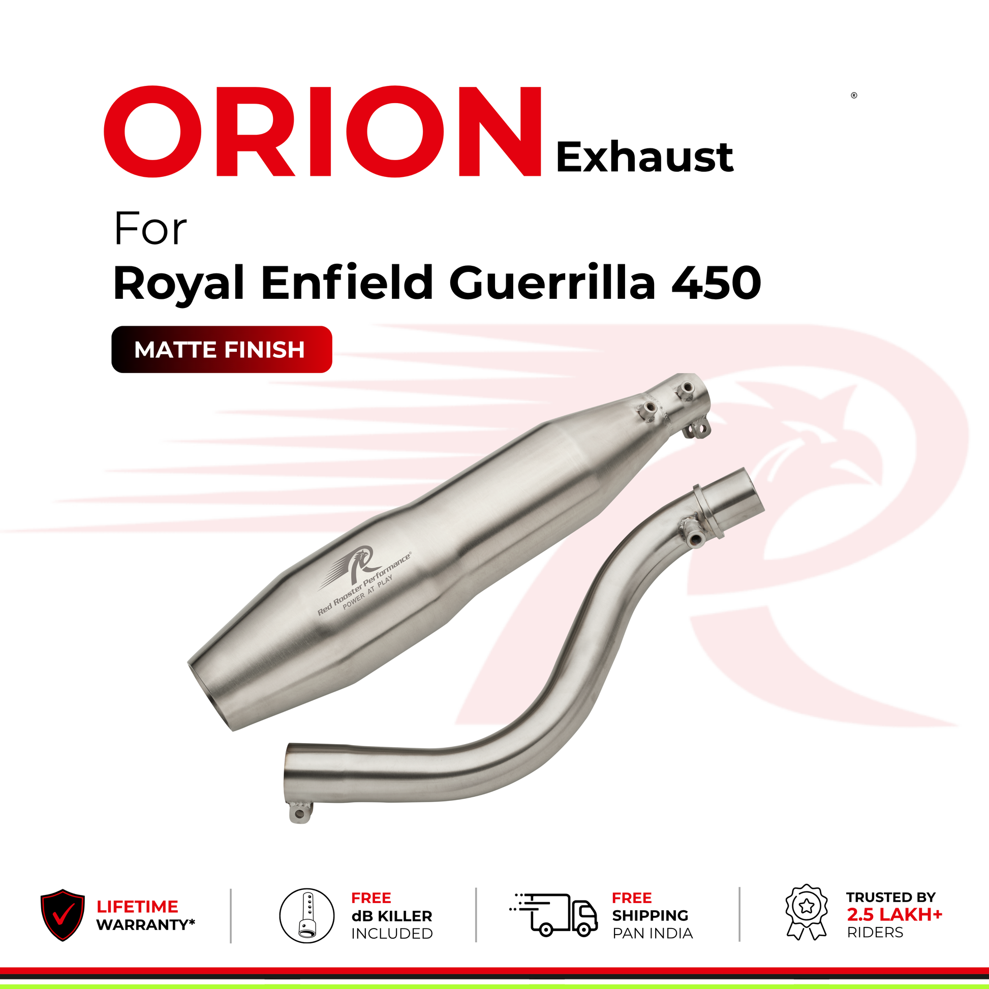 Orion Exhaust For Royal Enfield Guerrilla 450 - Matte Finish