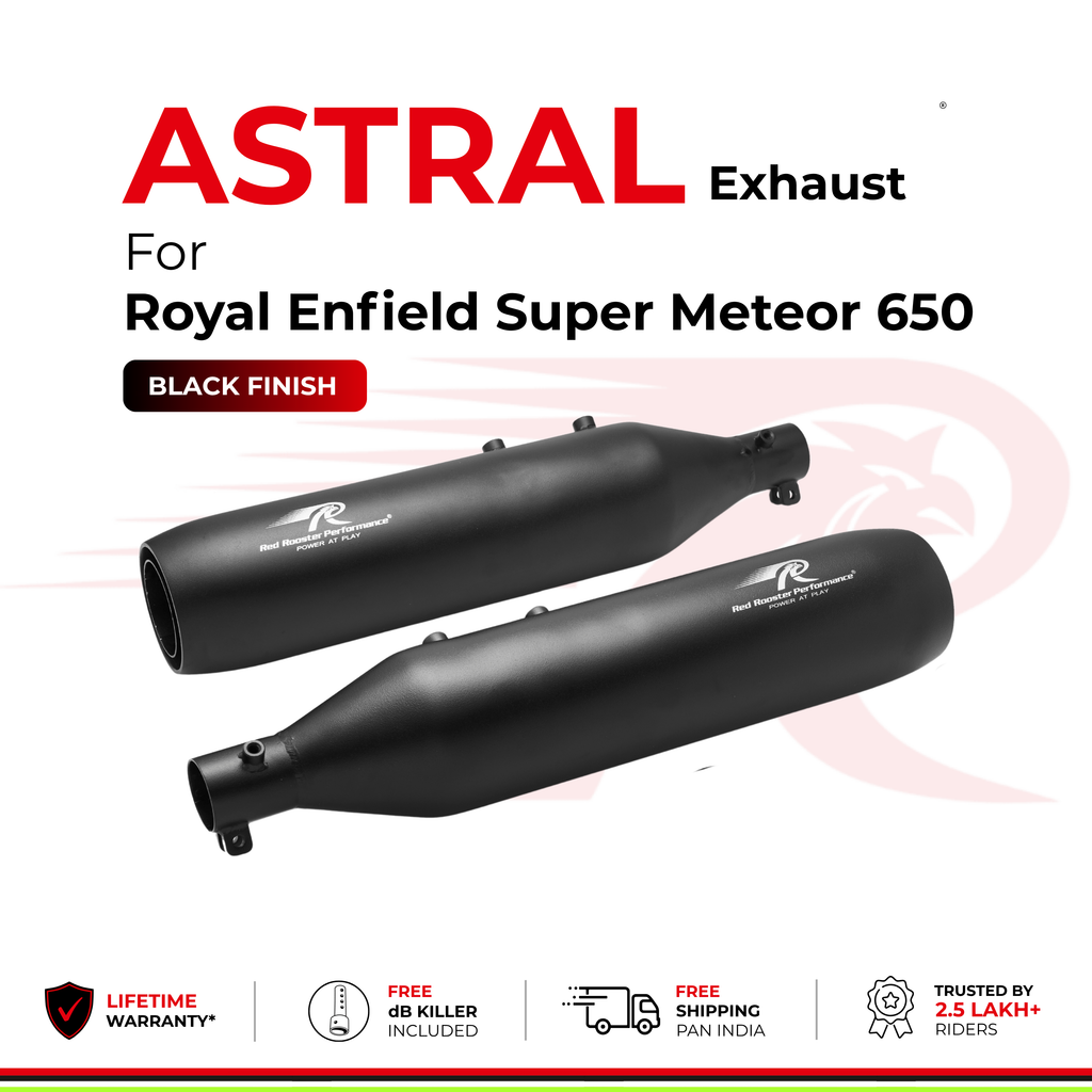 Astral Exhaust for Royal Enfield Super Meteor 650 - Black Finish