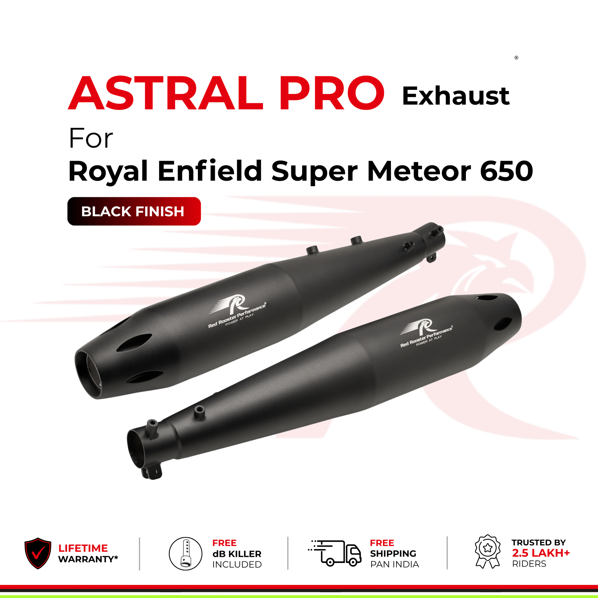 Astral Pro Exhaust for Royal Enfield Super Meteor 650 - Black Finish