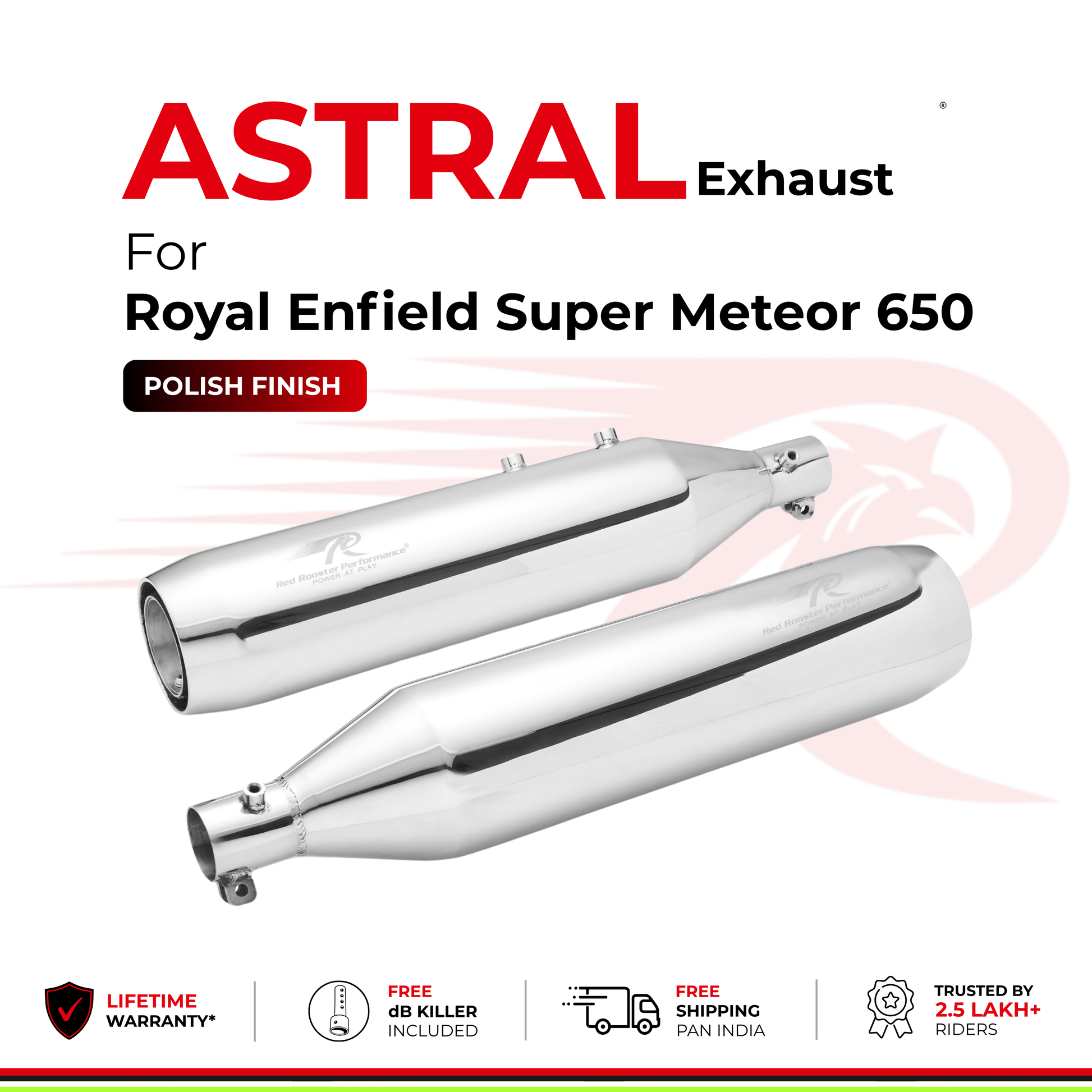 Astral Exhaust for Royal Enfield Super Meteor 650 - Polish Finish