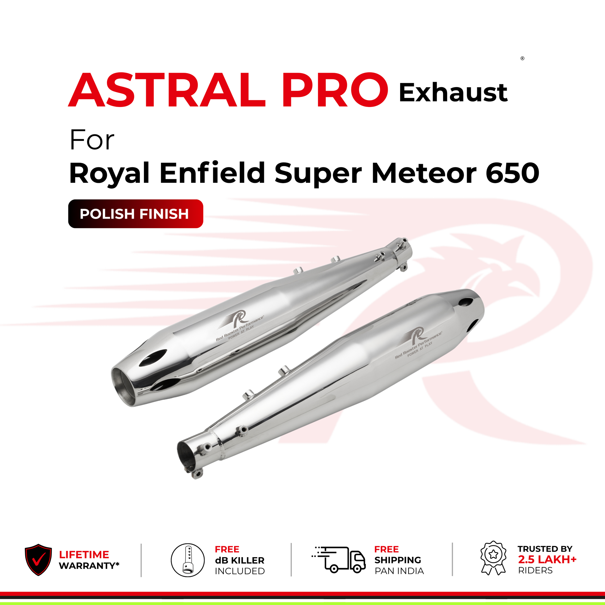 Astral Pro Exhaust for Royal Enfield Super Meteor 650 - Polish Finish