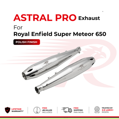 Astral Pro Exhaust for Royal Enfield Super Meteor 650 - Polish Finish