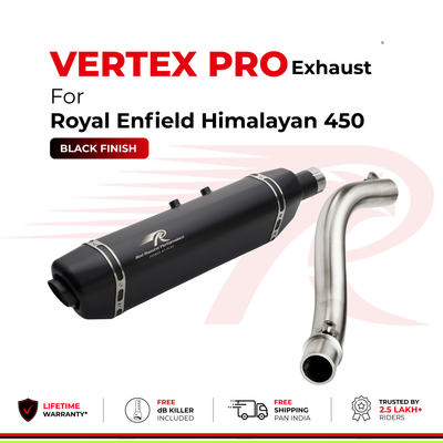 Vertex Pro Exhaust For Royal Enfield Himalayan 450 - Black Finish
