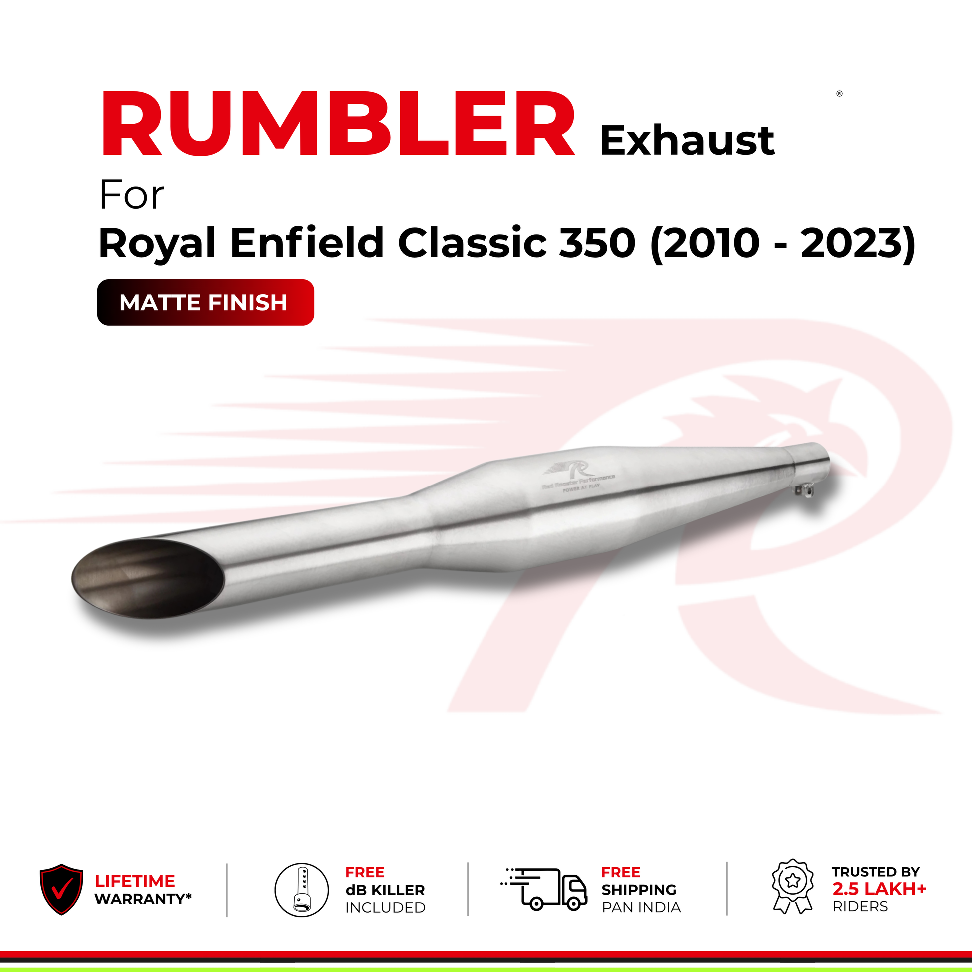 Rumbler Exhaust for Royal Enfield Classic 350 (2010 - 2023) - Matte