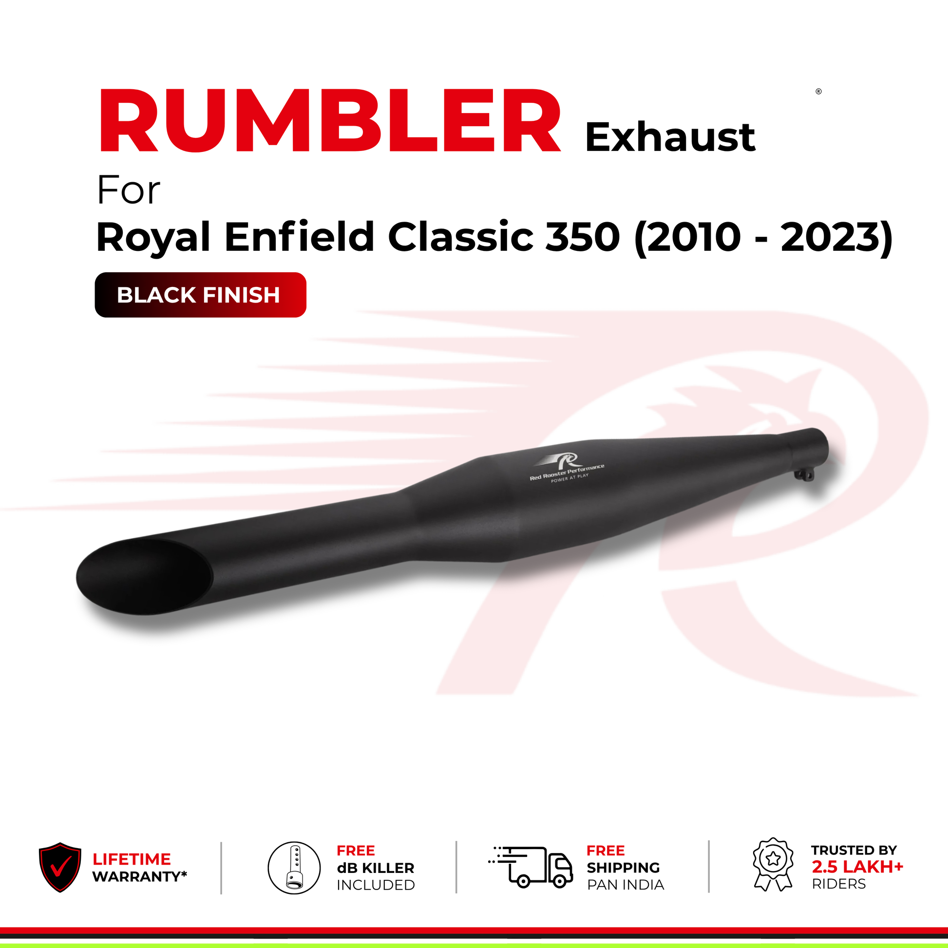 Rumbler Exhaust for Royal Enfield Classic 350 (2010 - 2023) - Black