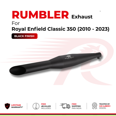 Rumbler Exhaust for Royal Enfield Classic 350 (2010 - 2023) - Black