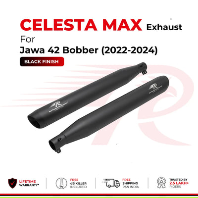 Celesta Max Exhaust for Jawa 42 Bobber - Black Finish (2022 - 2024)