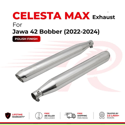 Celesta Max Exhaust for Jawa 42 Bobber - Polish Finish (2022 - 2024)