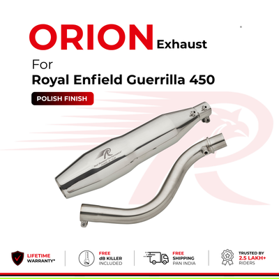 Orion Exhaust For Royal Enfield Guerrilla 450 - Polish Finish