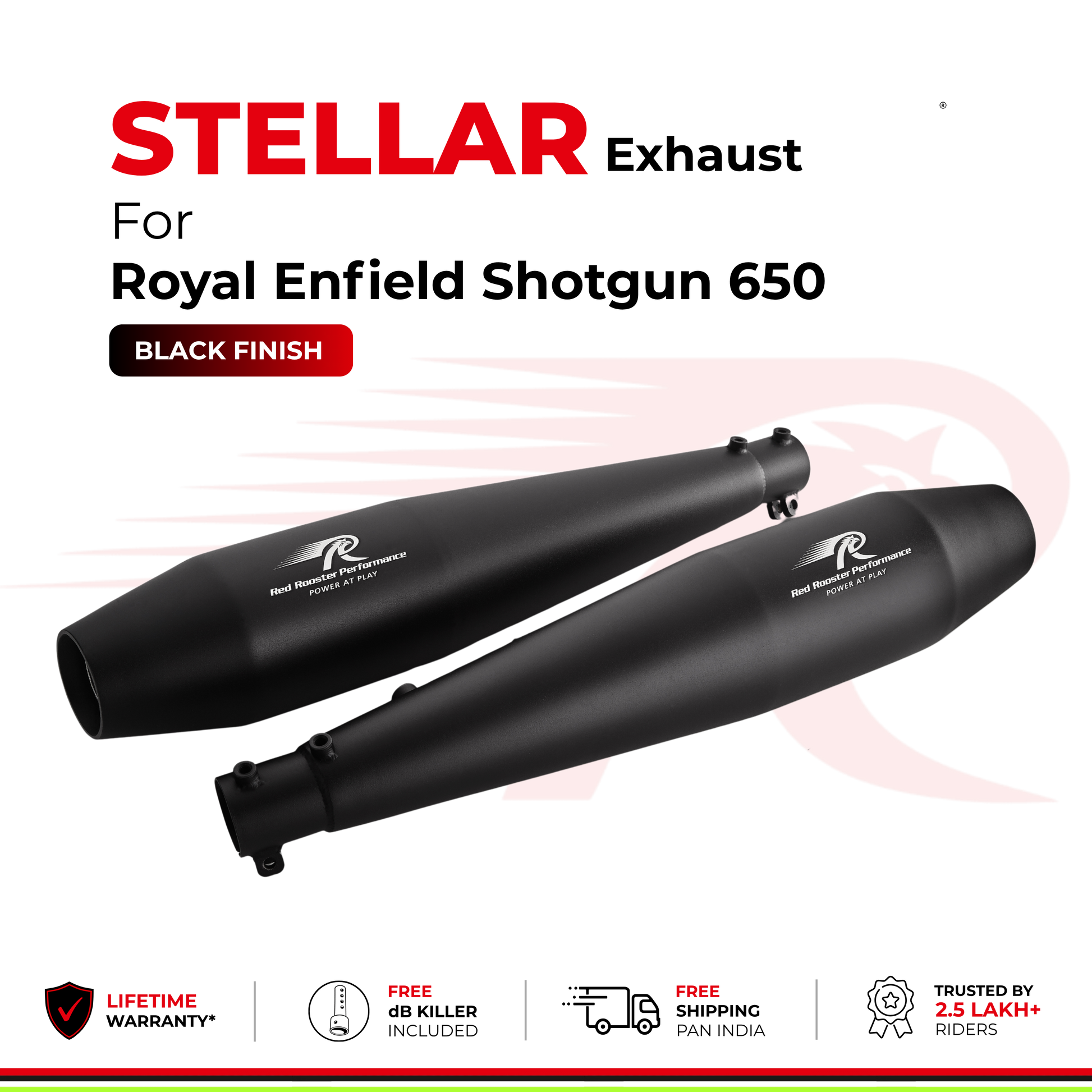 Stellar Exhaust for Royal Enfield Shotgun 650 - Black Finish