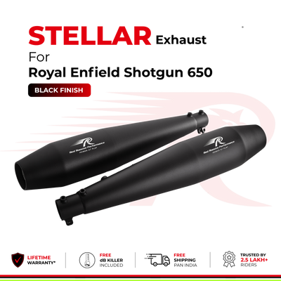 Stellar Exhaust for Royal Enfield Shotgun 650 - Black Finish